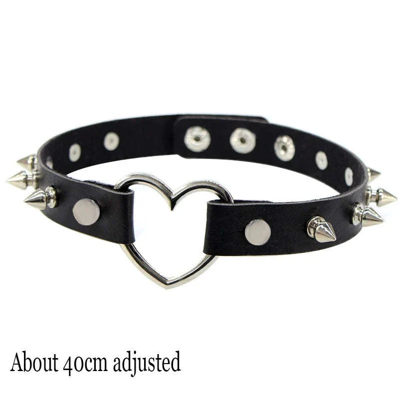 Gothic Chain Choker Necklace with PU Leather and Adjustable Fit - Image 29
