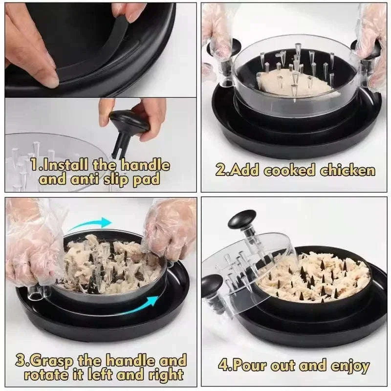 Chicken Shredder Tool with Non-Slip Base and Rotating Handle - Image 5