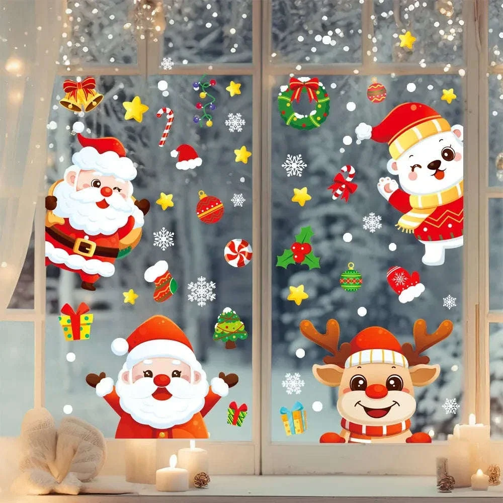 Christmas Window Stickers Santa Claus & Snowflakes Set - Image 4