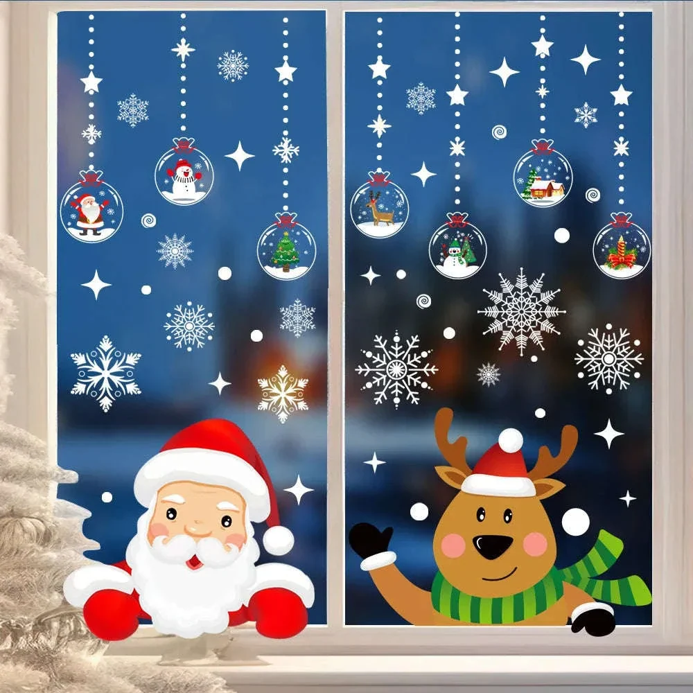 Christmas Window Stickers Santa Claus & Snowflakes Set - Image 5