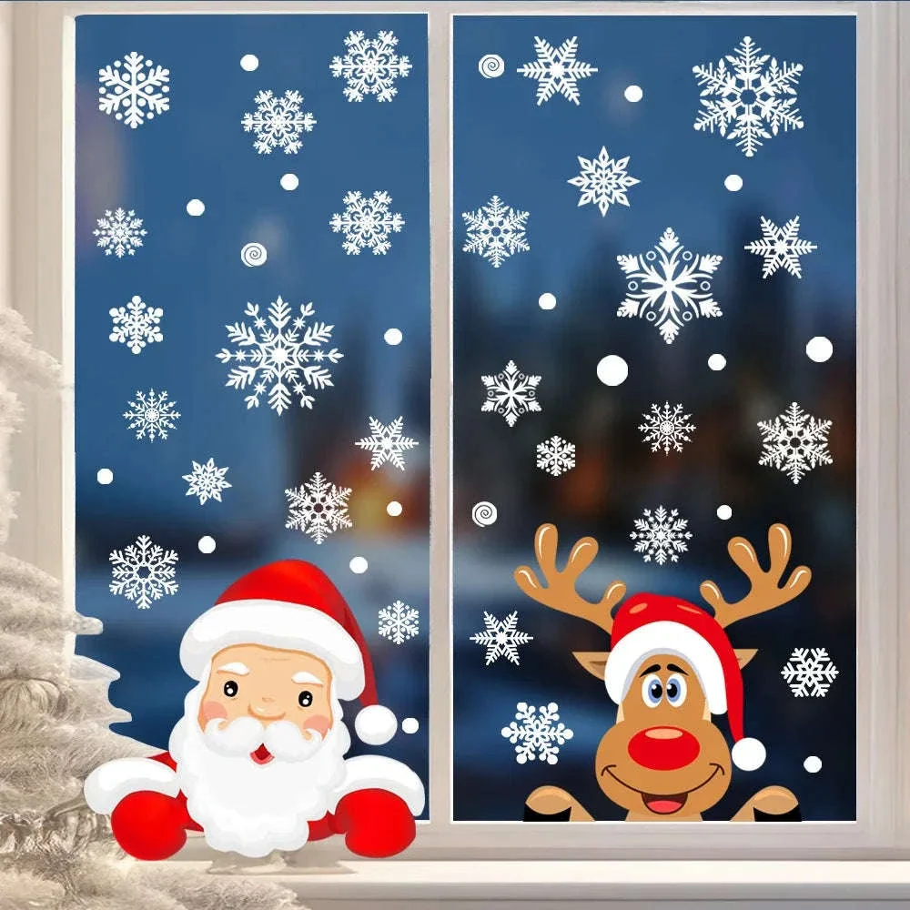 Christmas Window Stickers Santa Claus & Snowflakes Set - Image 6