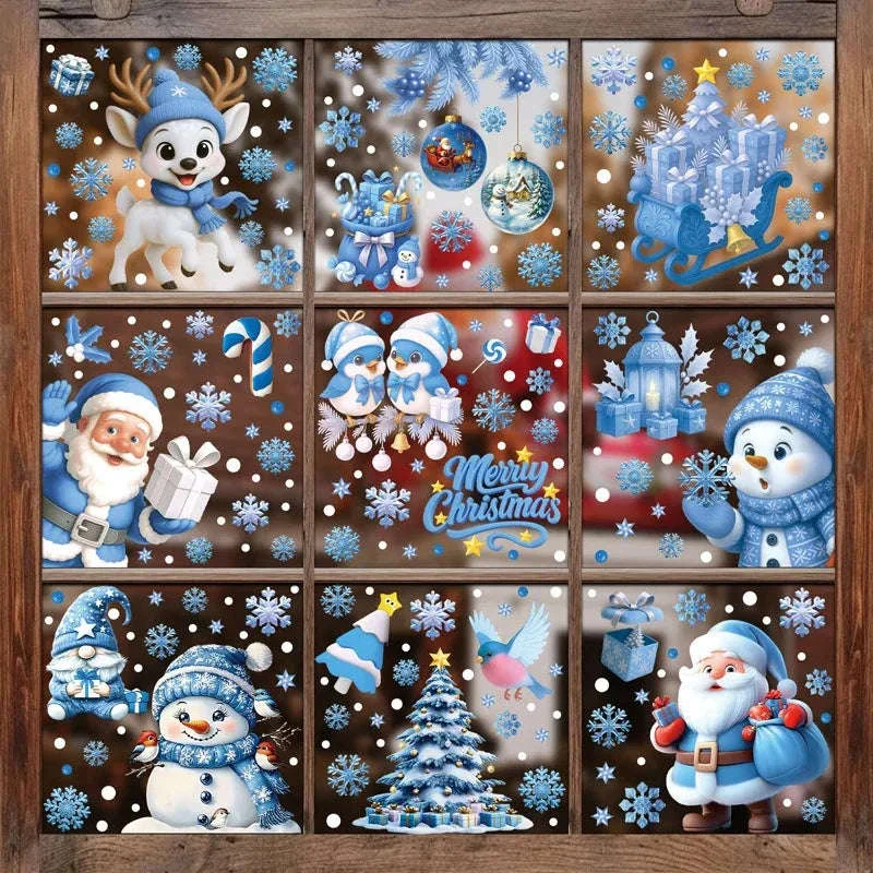 Christmas Window Stickers Snowman & Santa Static Cling Decor - Image 9