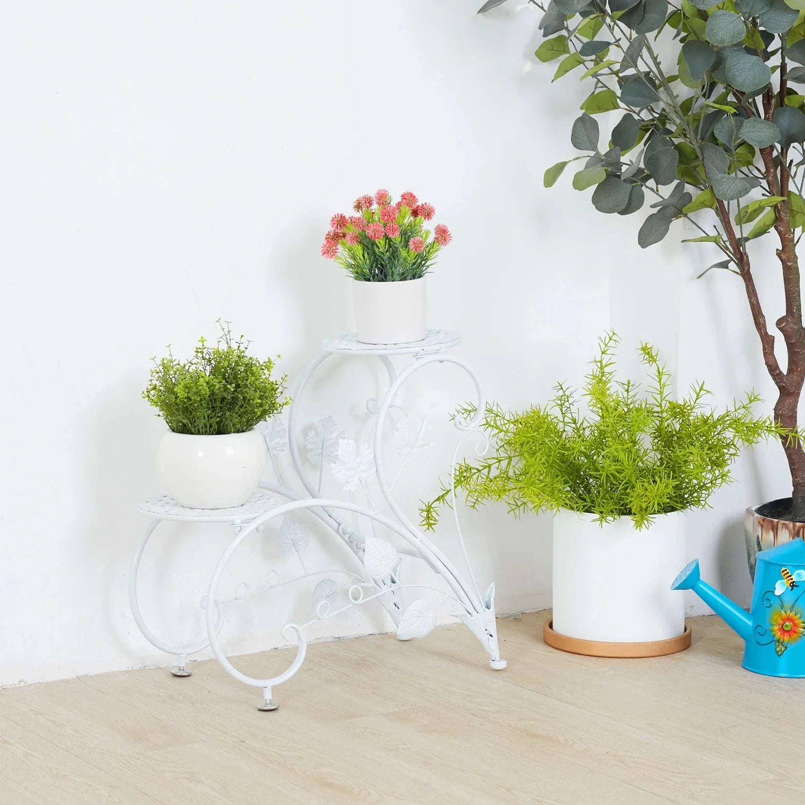 Classic Tall Plant Stand Set with 4-Tier Iron Frame - Image 12