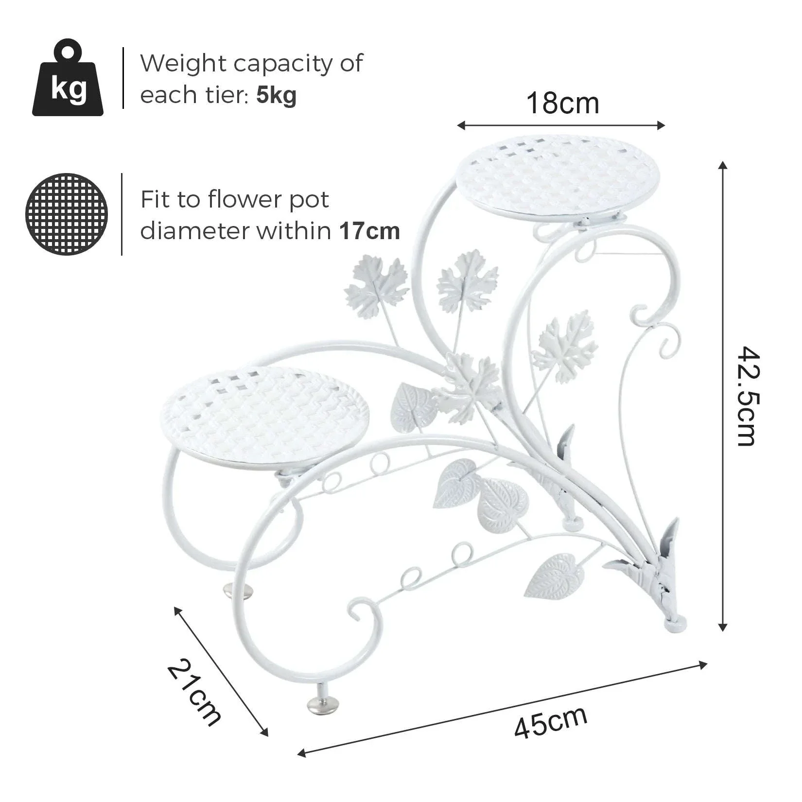Classic Tall Plant Stand Set with 4-Tier Iron Frame - Image 14