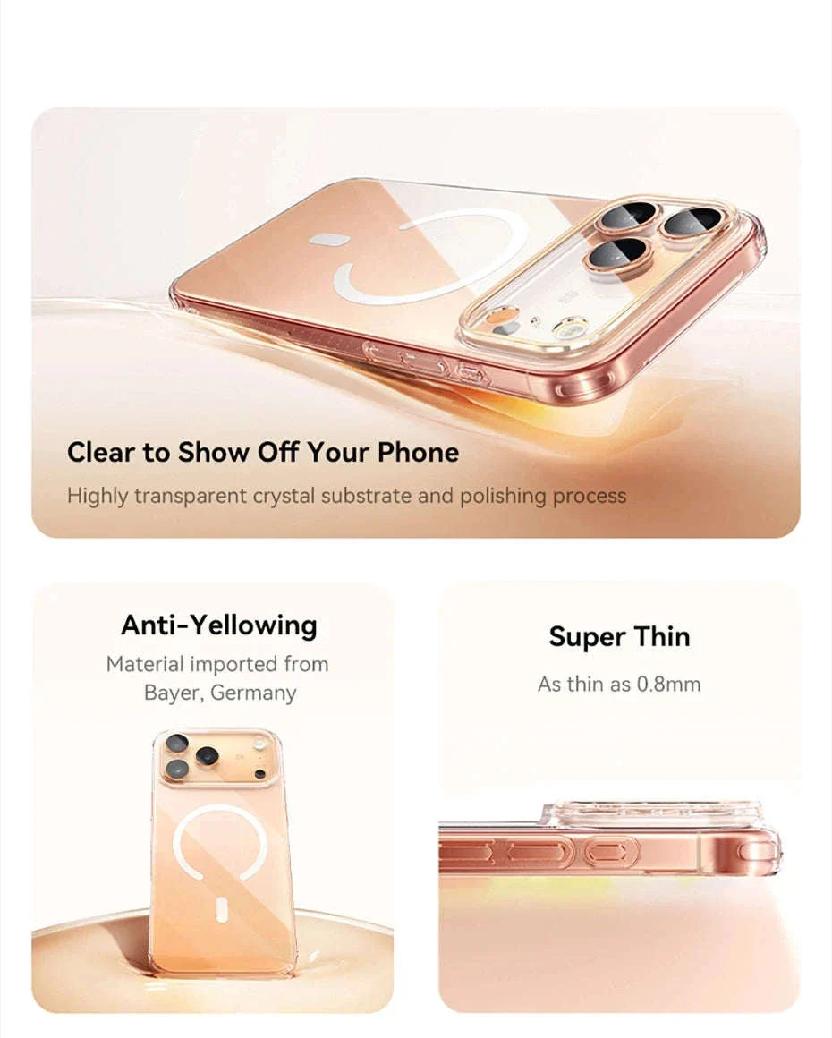 Clear Magnetic iPhone 17 Case with MagSafe Slim Anti-Yellow Cover - Image 9