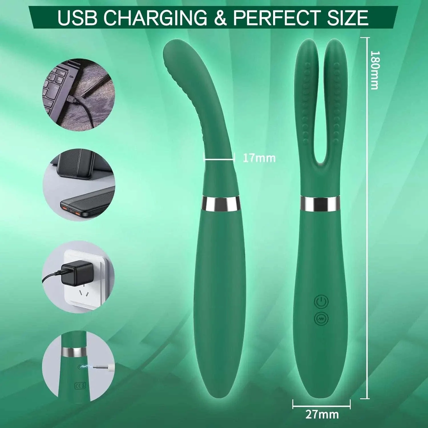 Clitoral Vibrator with Rabbit Ears, 9 Modes, USB Charging - Image 4