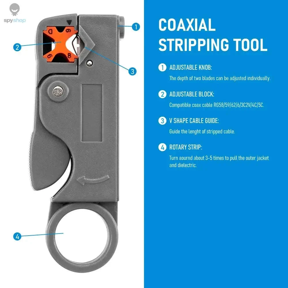 Coaxial Cable Stripper Pliers with Adjustable Blades - Image 3