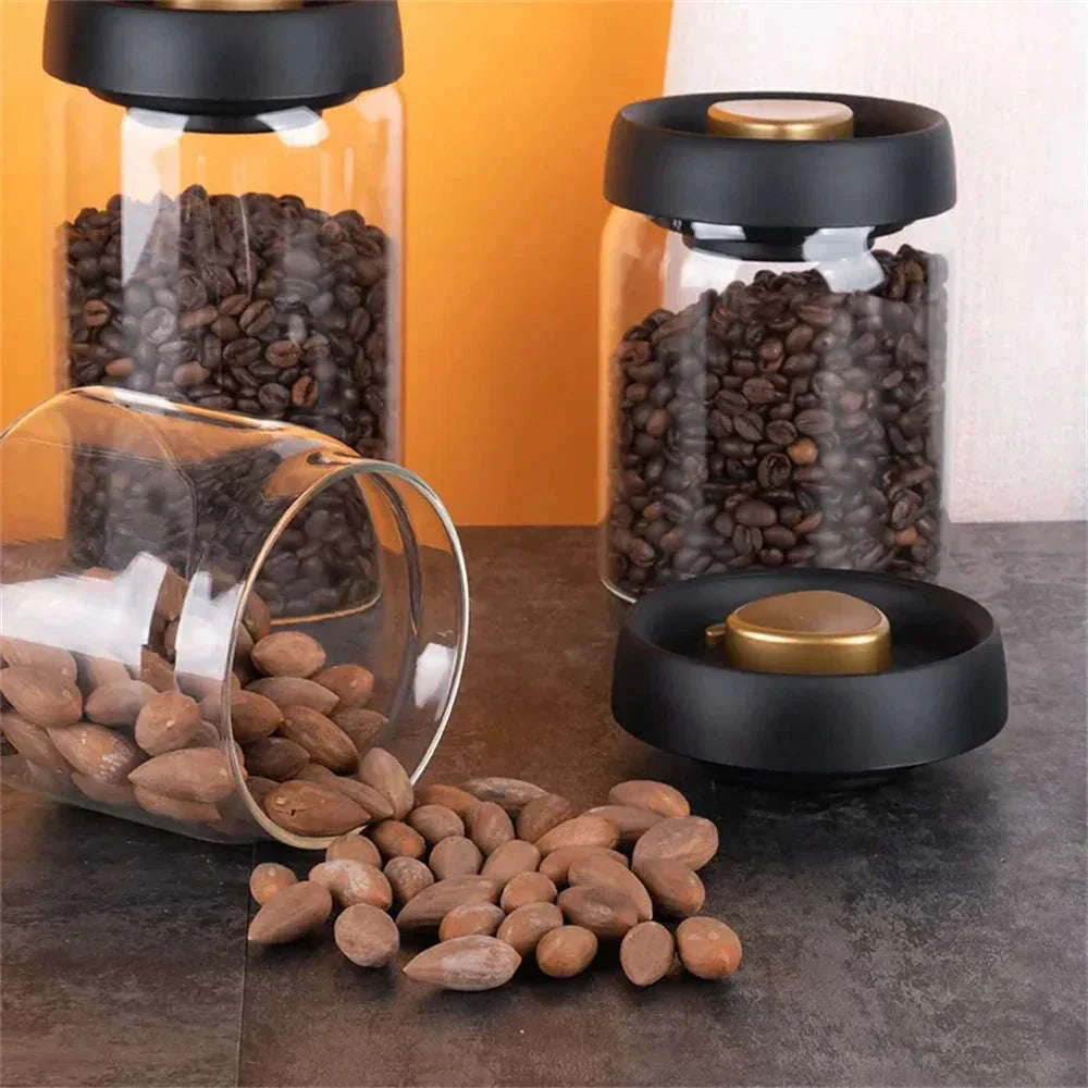 Vacuum Sealed Glass Coffee Storage Jar for Fresh Beans - Image 3