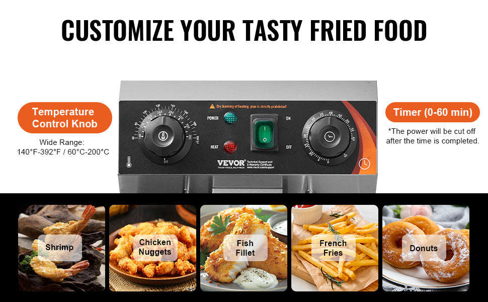 Commercial Electric Countertop Deep Fryer, Stainless Steel 9L - Image 10