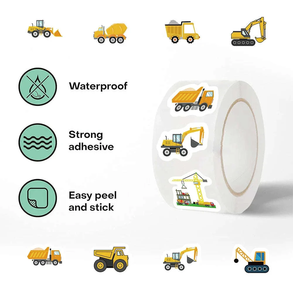 Construction Vehicle Sticker Roll for Kids, 500-Piece - Image 3