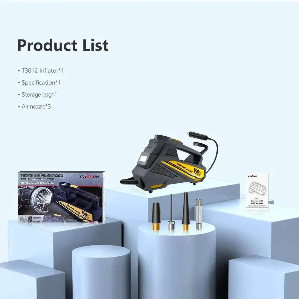 12V 150PSI Corded Car Tire Inflator with LED Light - Image 6