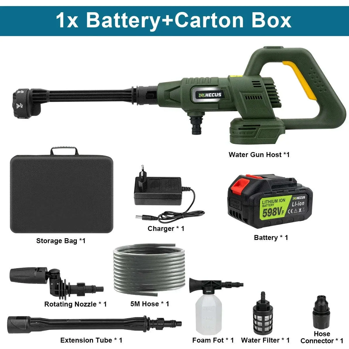 Cordless 200Bar High Pressure Washer Gun with Digital Display - Image 9