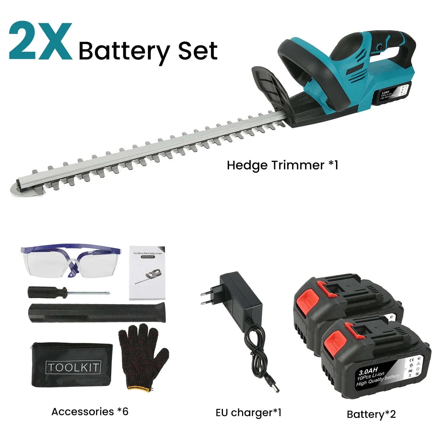 Cordless 21V Hedge Trimmer 520mm Brushless Garden Shear Tool - Image 14