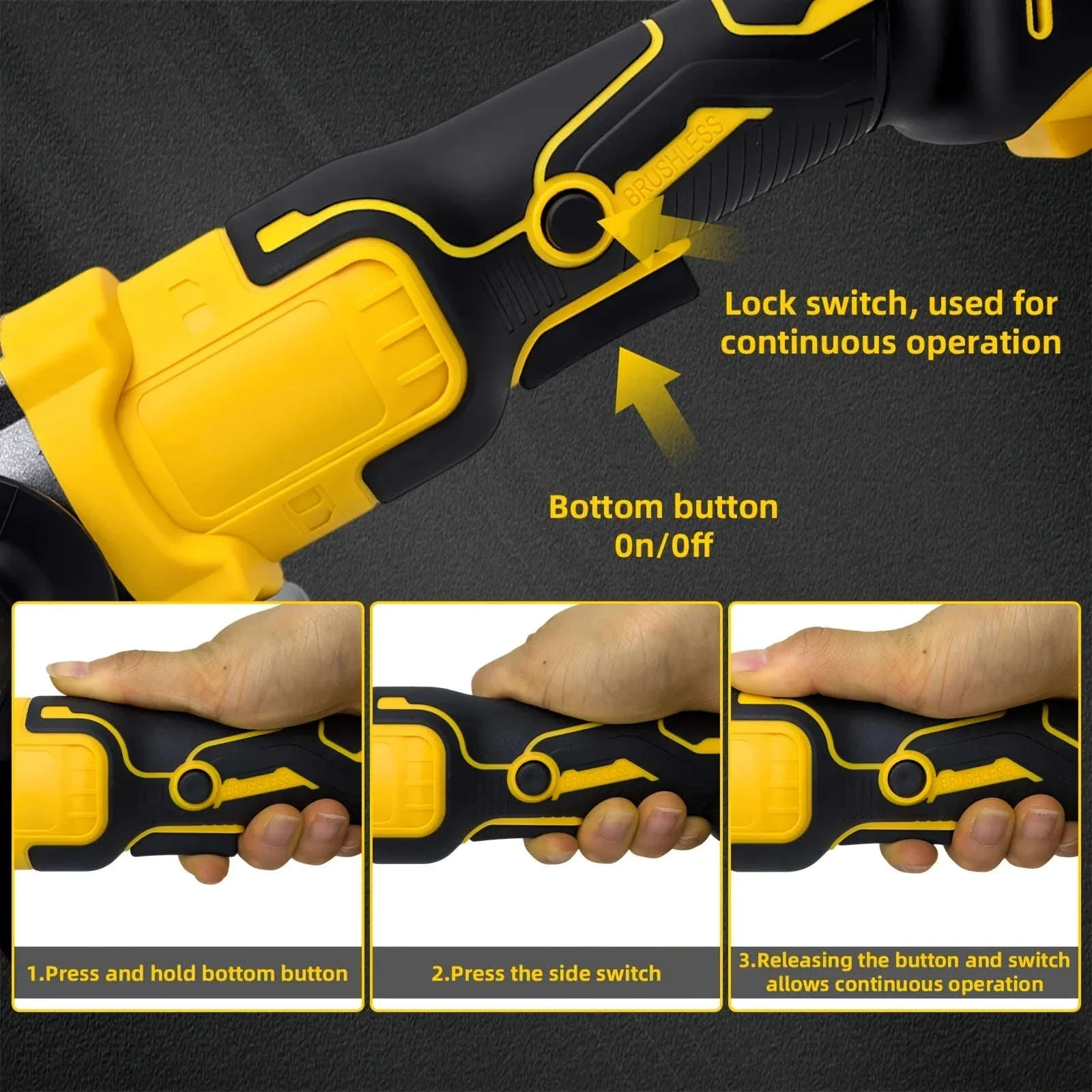 Cordless 5" Angle Grinder for Dewalt 20V Battery, 3 Speeds - Image 10