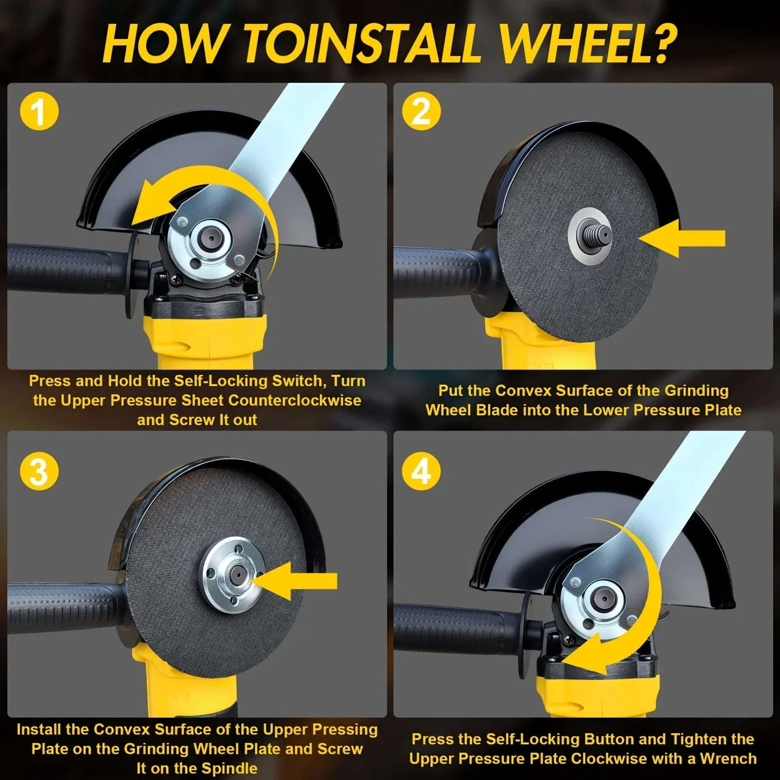 Cordless 5" Angle Grinder for Dewalt 20V Battery, 3 Speeds - Image 12