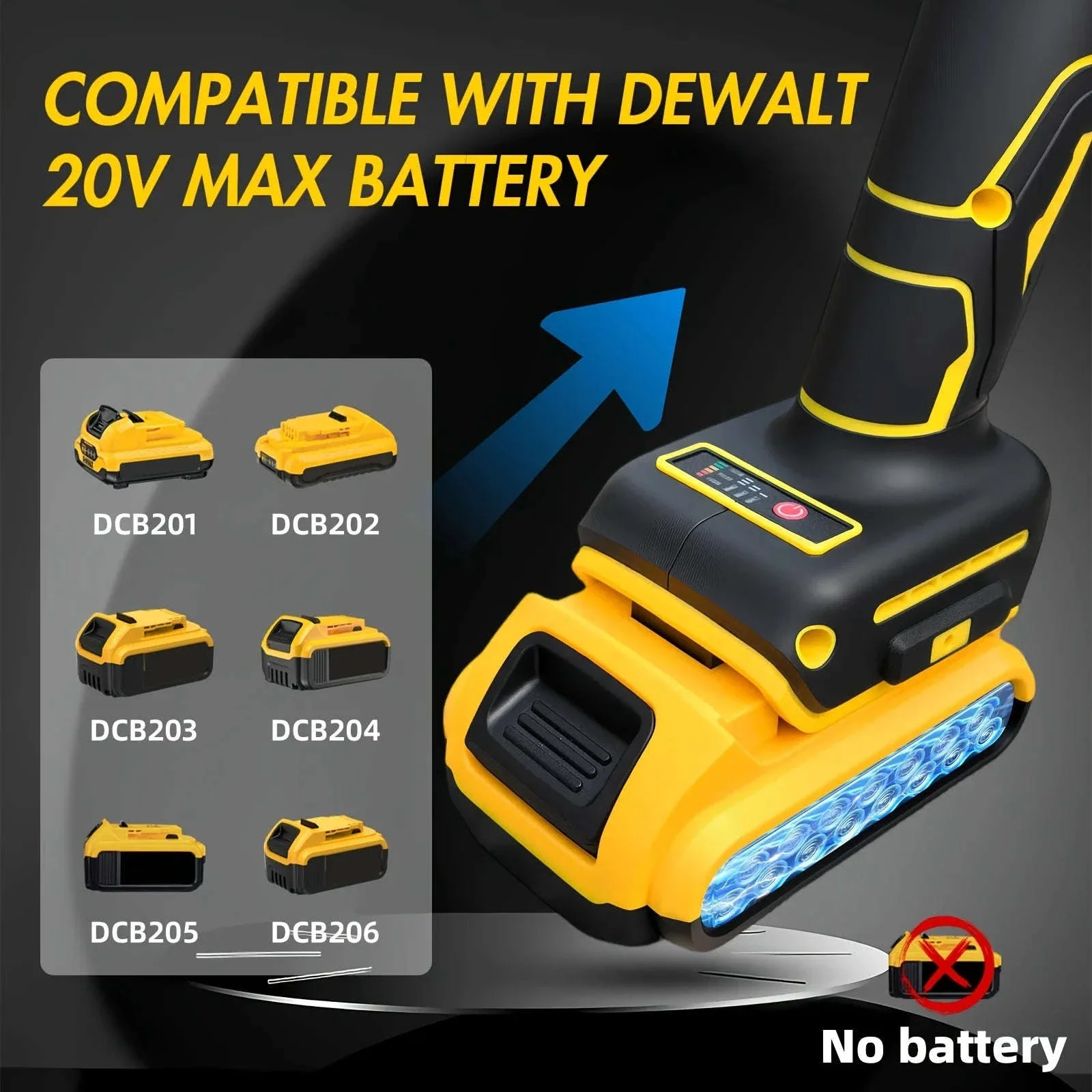 Cordless 5" Angle Grinder for Dewalt 20V Battery, 3 Speeds - Image 14