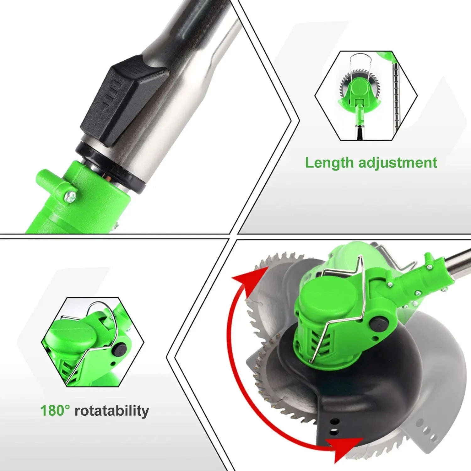 Cordless Electric Grass Trimmer with Adjustable Shaft & 3 Blade Types - Image 12