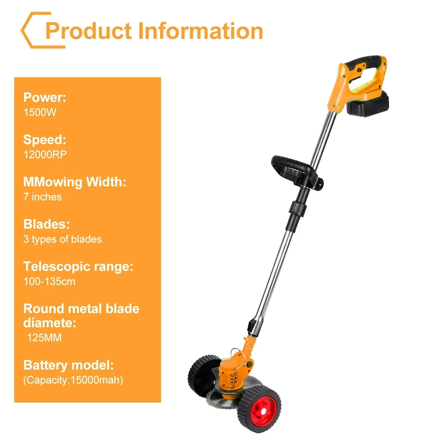 Cordless Electric Grass Trimmer with Adjustable Shaft & 3 Blade Types - Image 14