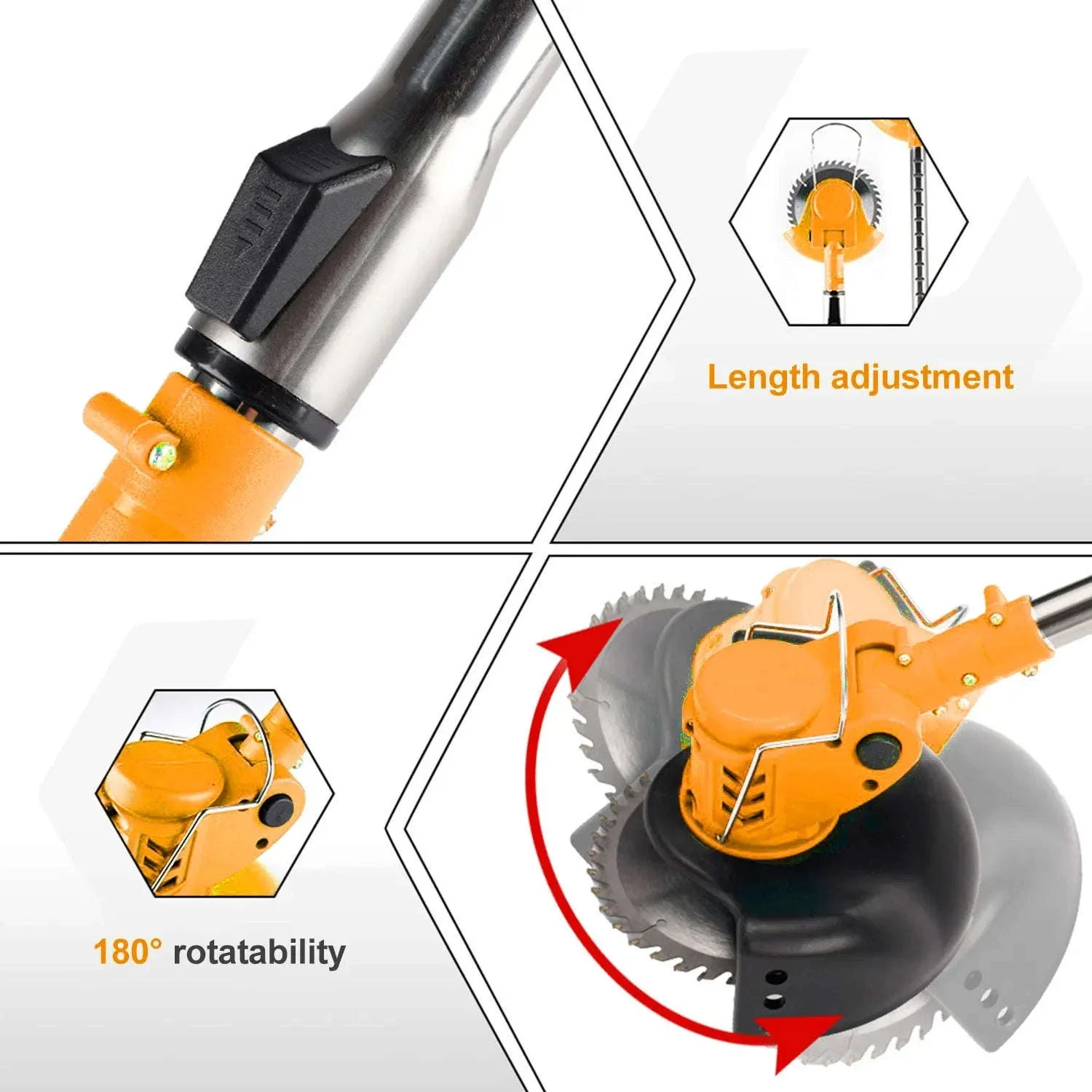 Cordless Electric Grass Trimmer with Adjustable Shaft & 3 Blade Types - Image 16