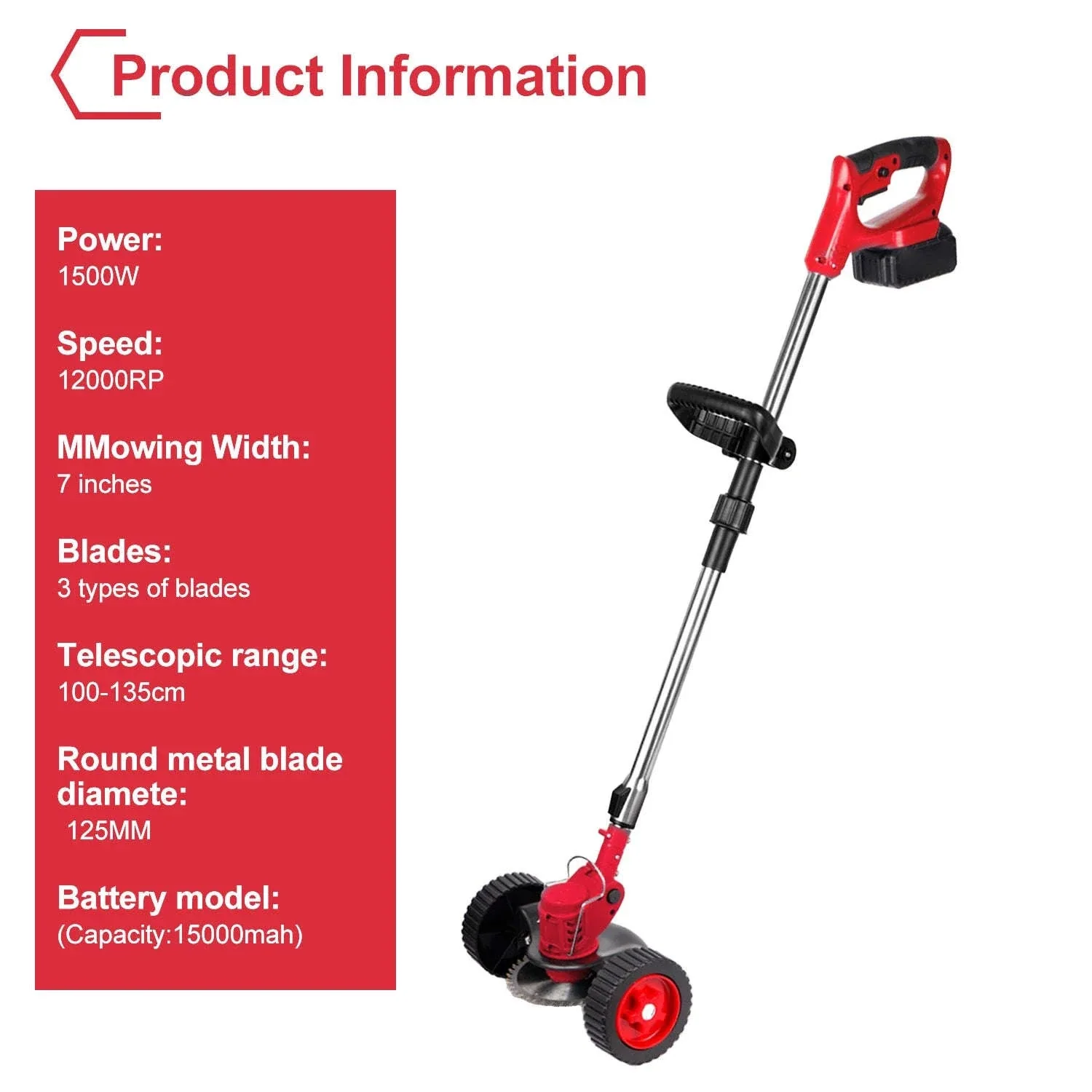 Cordless Electric Grass Trimmer with Adjustable Shaft & 3 Blade Types - Image 19