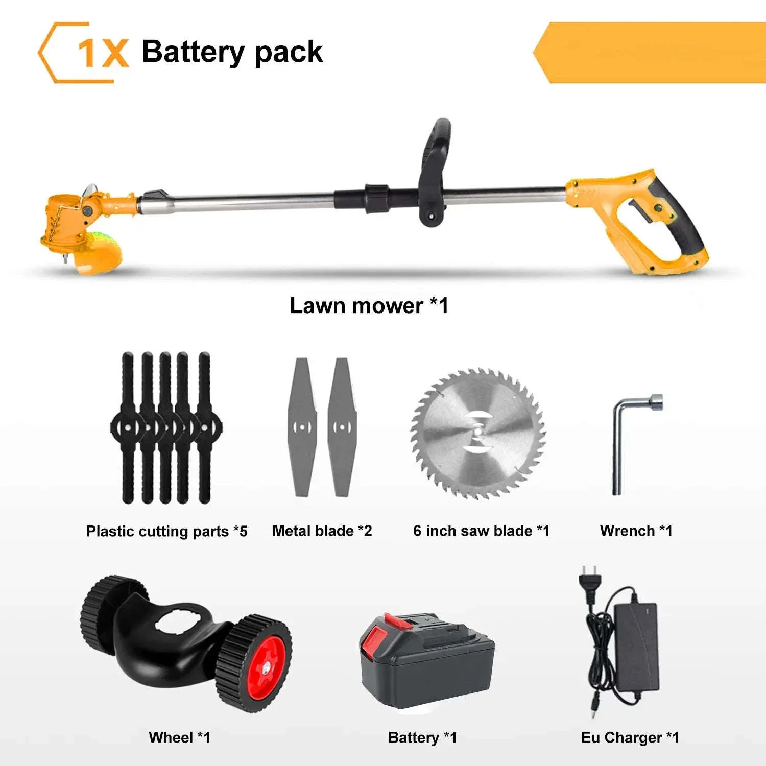 Cordless Electric Grass Trimmer with Adjustable Shaft & 3 Blade Types - Image 24