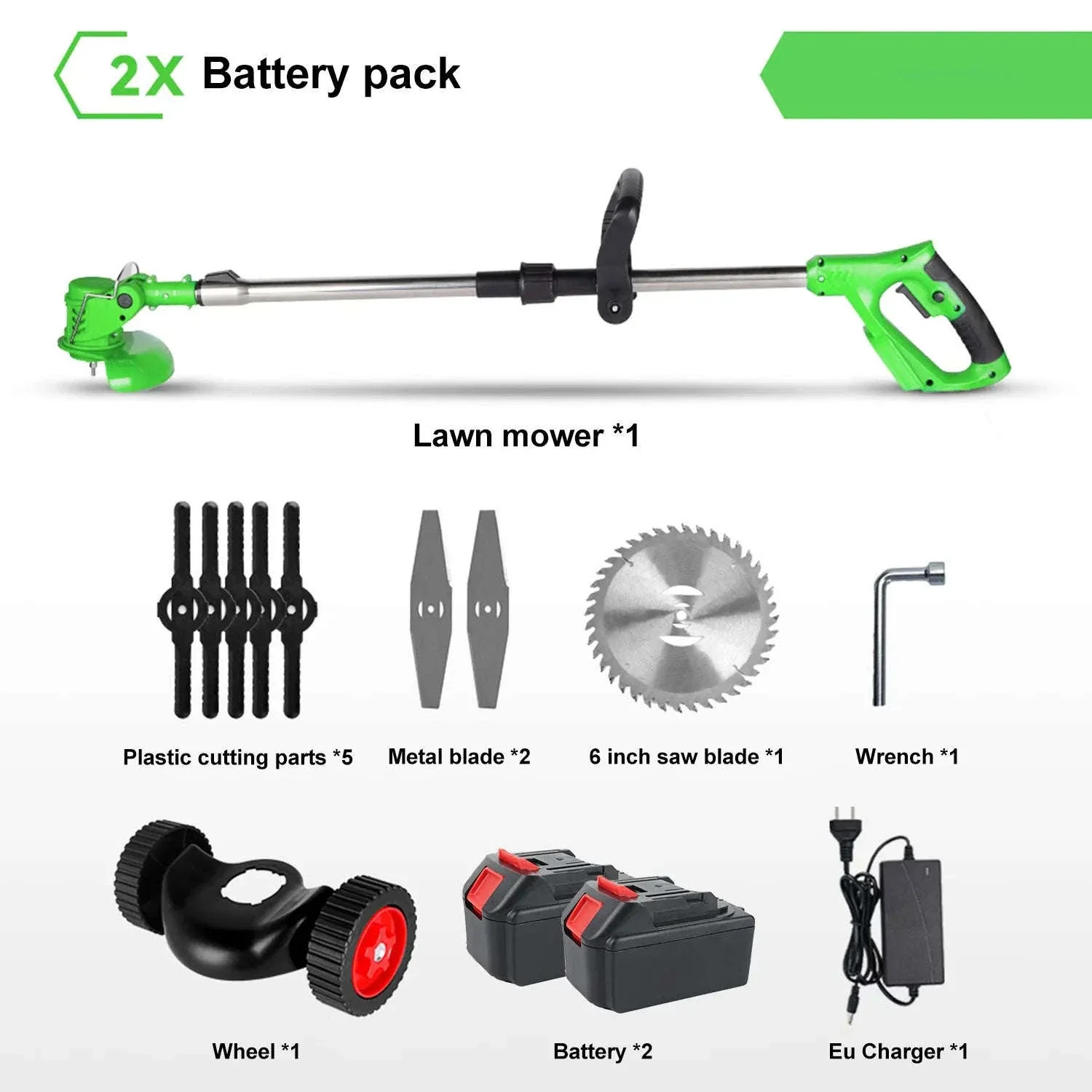 Cordless Electric Grass Trimmer with Adjustable Shaft & 3 Blade Types - Image 25