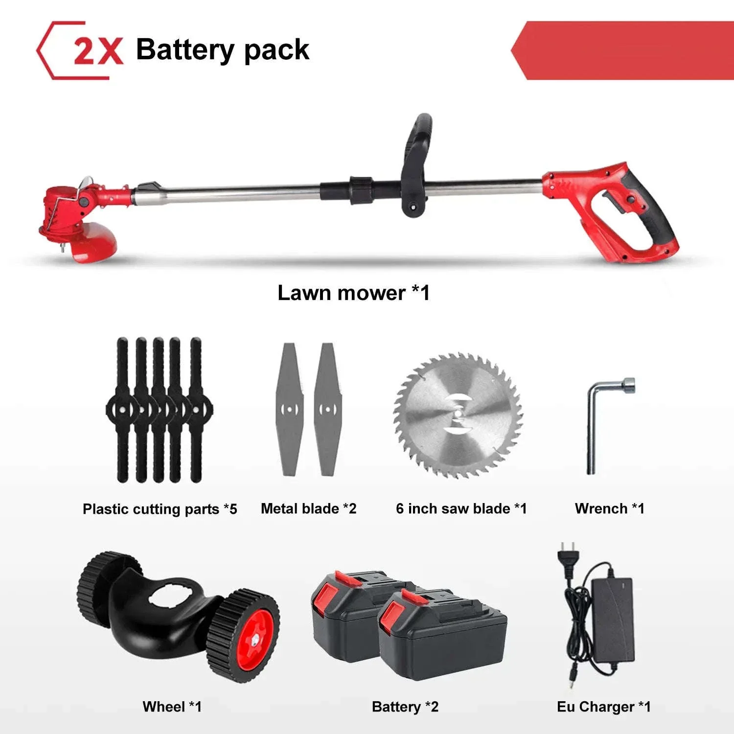Cordless Electric Grass Trimmer with Adjustable Shaft & 3 Blade Types - Image 31