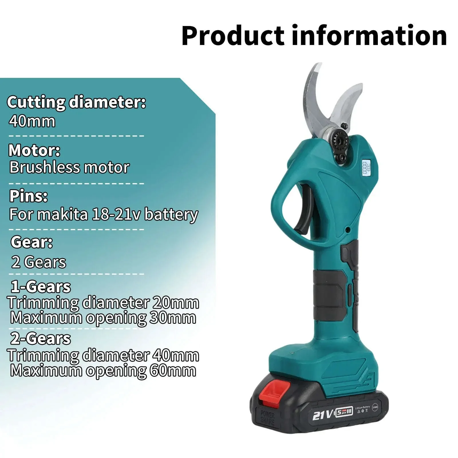 Cordless Electric Pruning Shears 30mm–40mm Brushless Cutter - Image 12