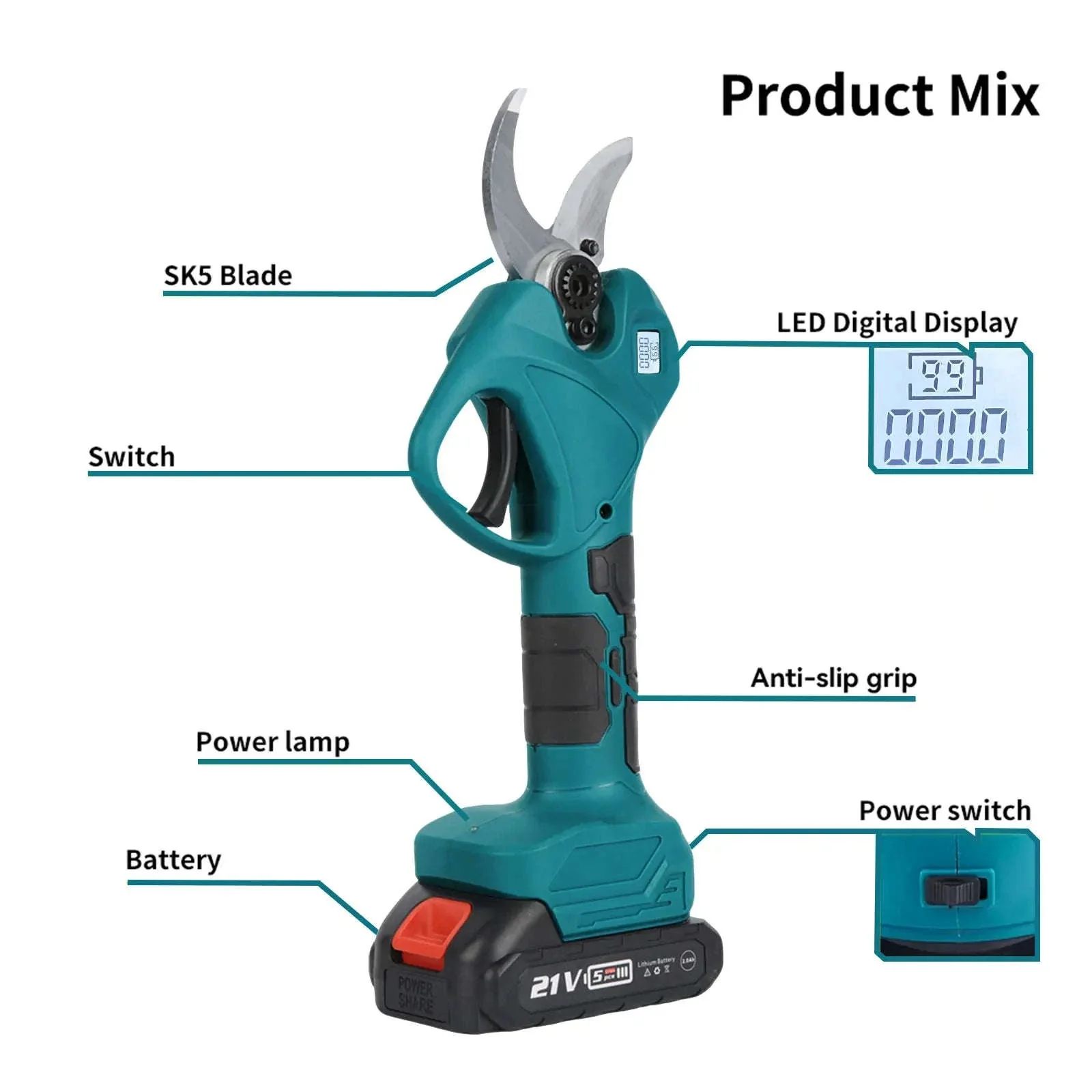 Cordless Electric Pruning Shears 30mm–40mm Brushless Cutter - Image 19