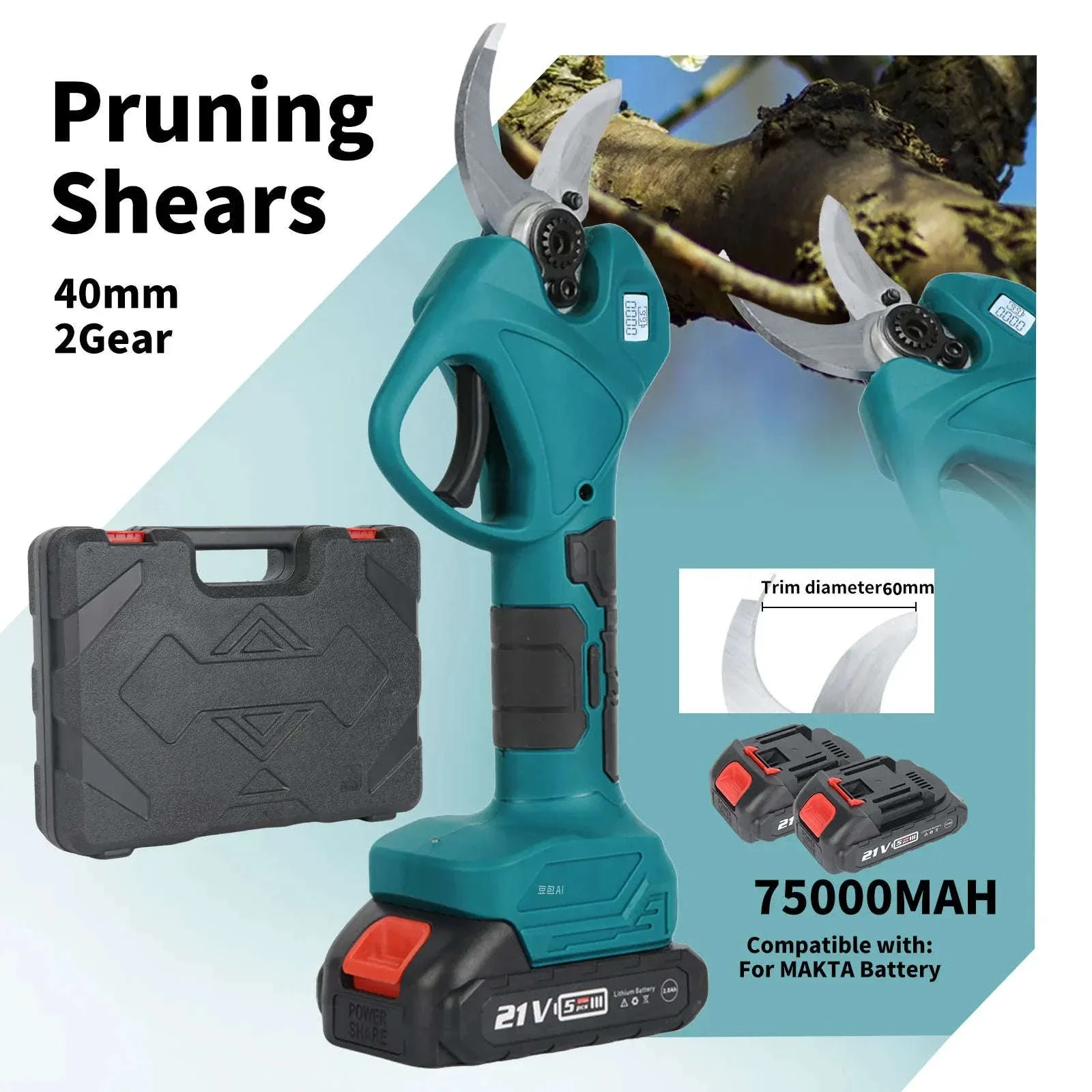 Cordless Electric Pruning Shears 30mm–40mm Brushless Cutter - Image 24