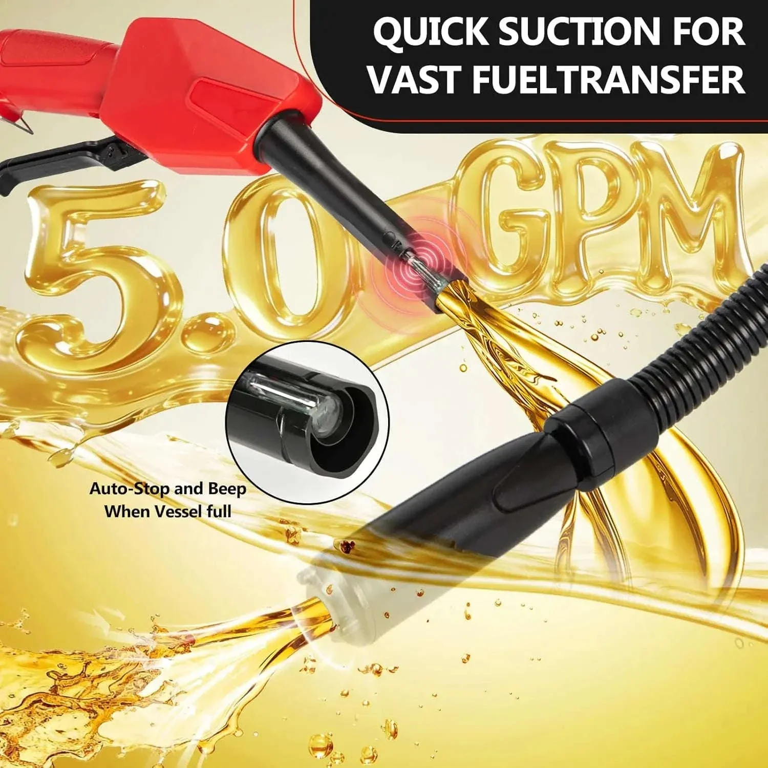 Cordless Fuel Transfer Pump 5GPM with Auto-Stop and 51" Hose - Image 10