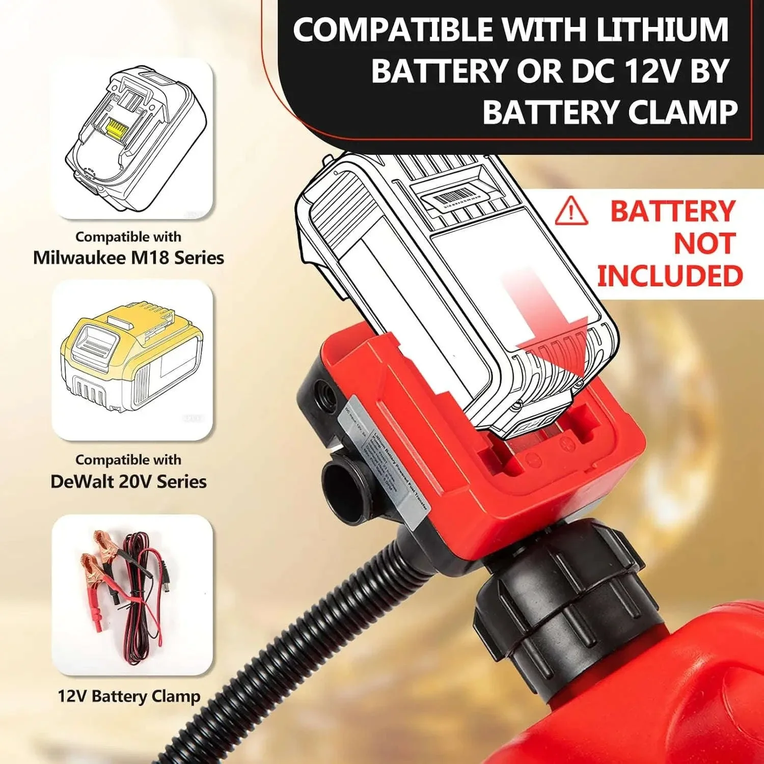 Cordless Fuel Transfer Pump 5GPM with Auto-Stop and 51" Hose - Image 11
