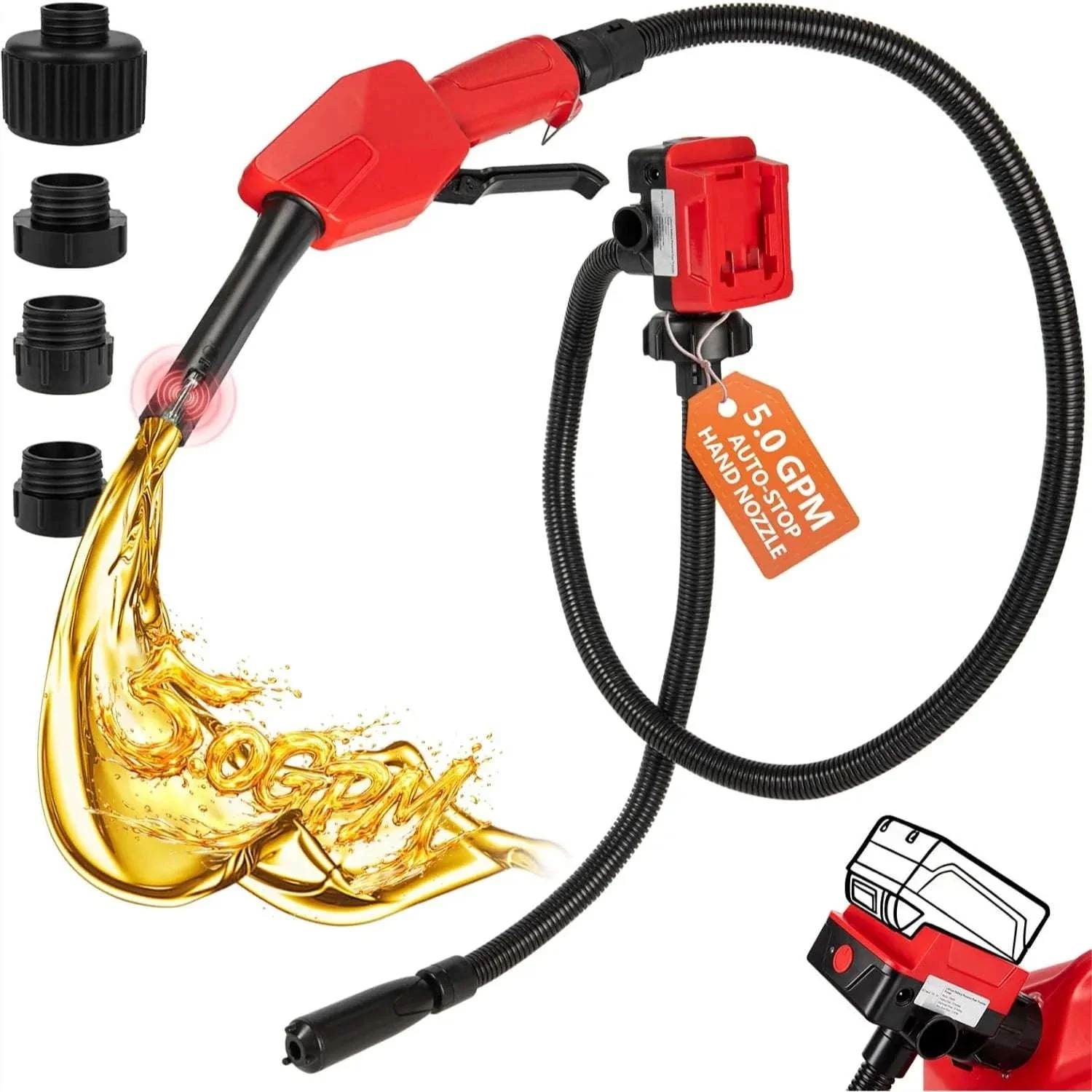 Cordless Fuel Transfer Pump 5GPM with Auto-Stop and 51" Hose - Image 7