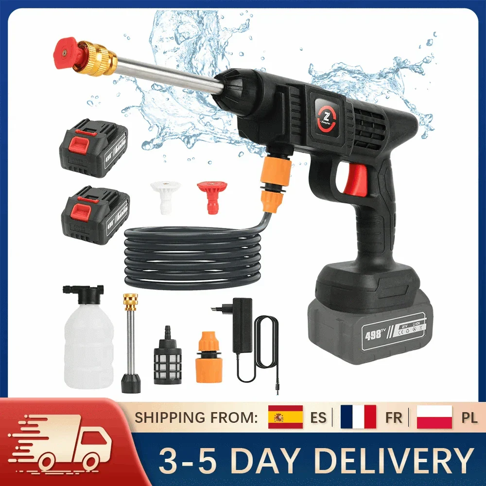 Cordless High Pressure Washer 50Bar with Battery & 6-in-1 Nozzle