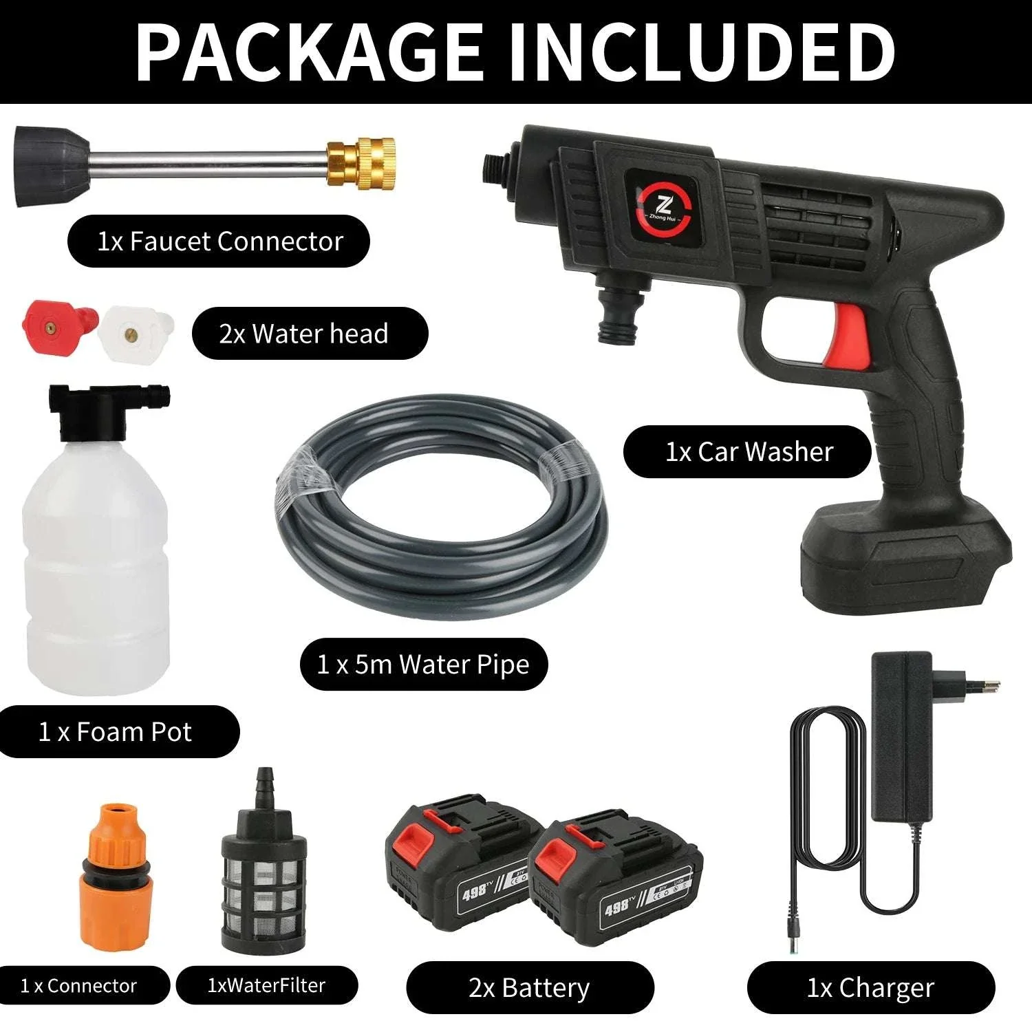 Cordless High Pressure Washer 50Bar with Battery & 6-in-1 Nozzle - Image 11