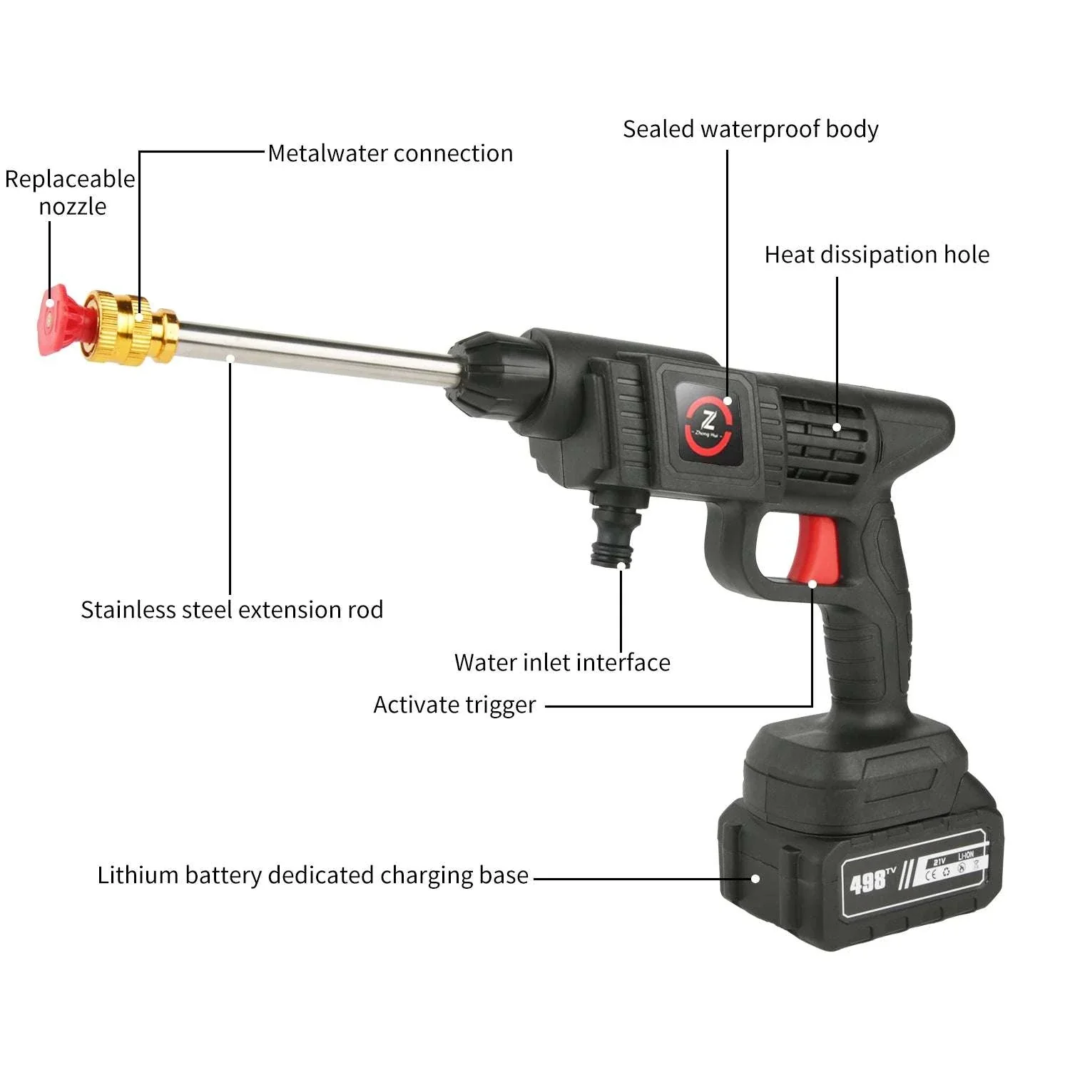 Cordless High Pressure Washer 50Bar with Battery & 6-in-1 Nozzle - Image 6