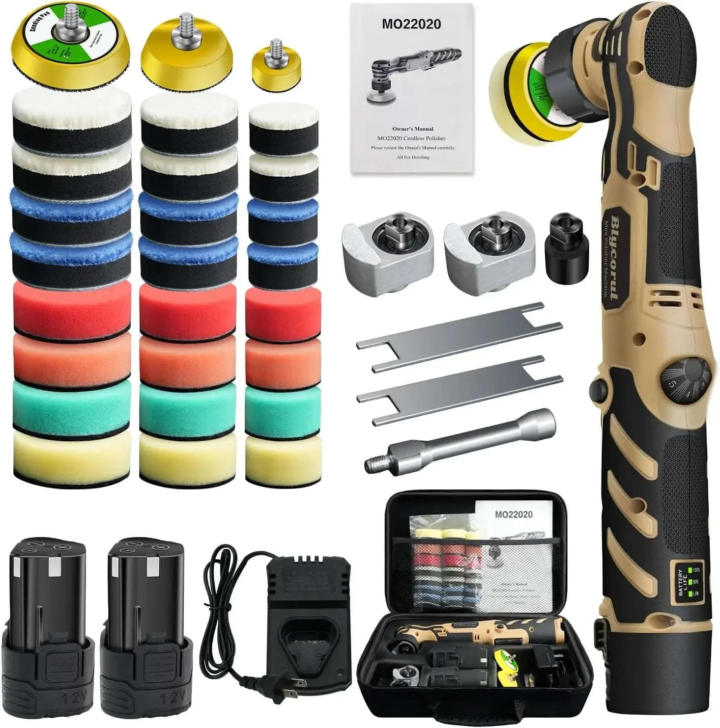 Cordless Mini Polisher with 11 Speeds and 2 Batteries