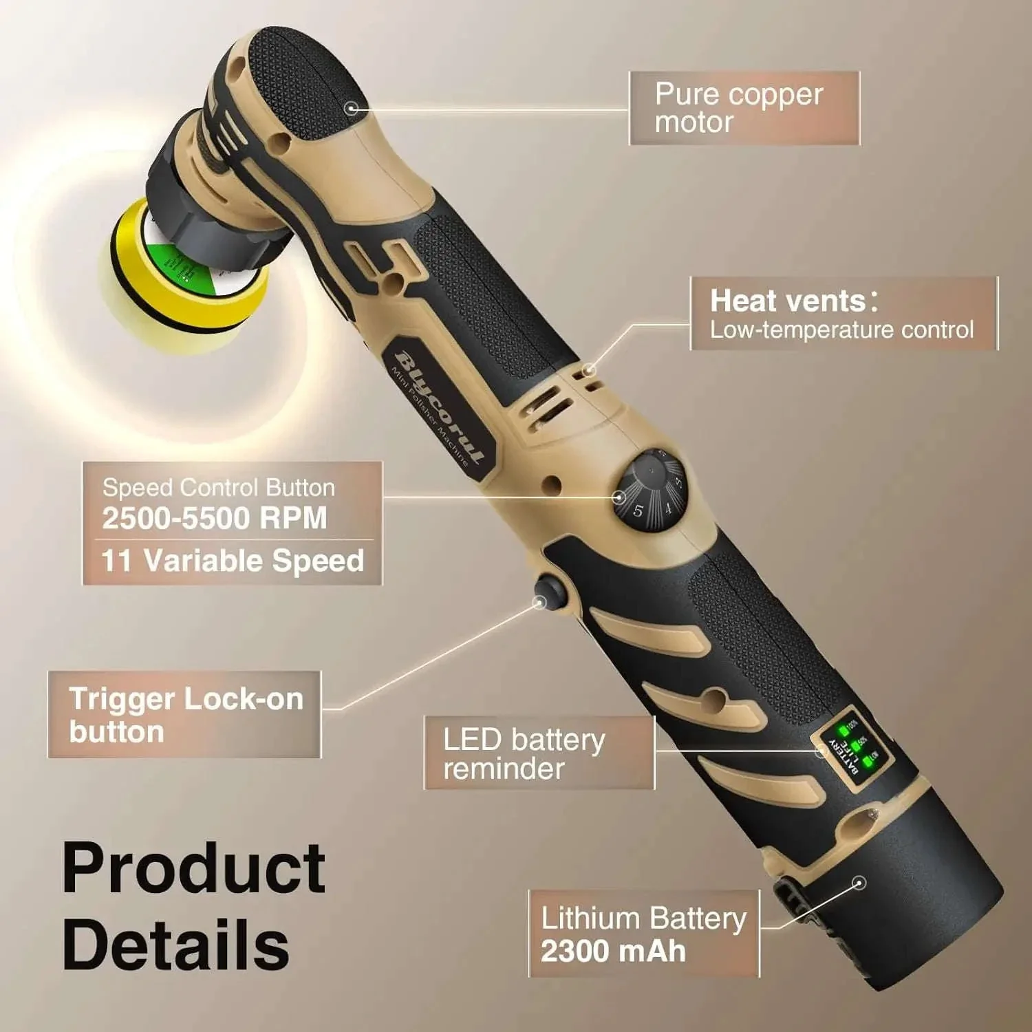 Cordless Mini Polisher with 11 Speeds and 2 Batteries - Image 4
