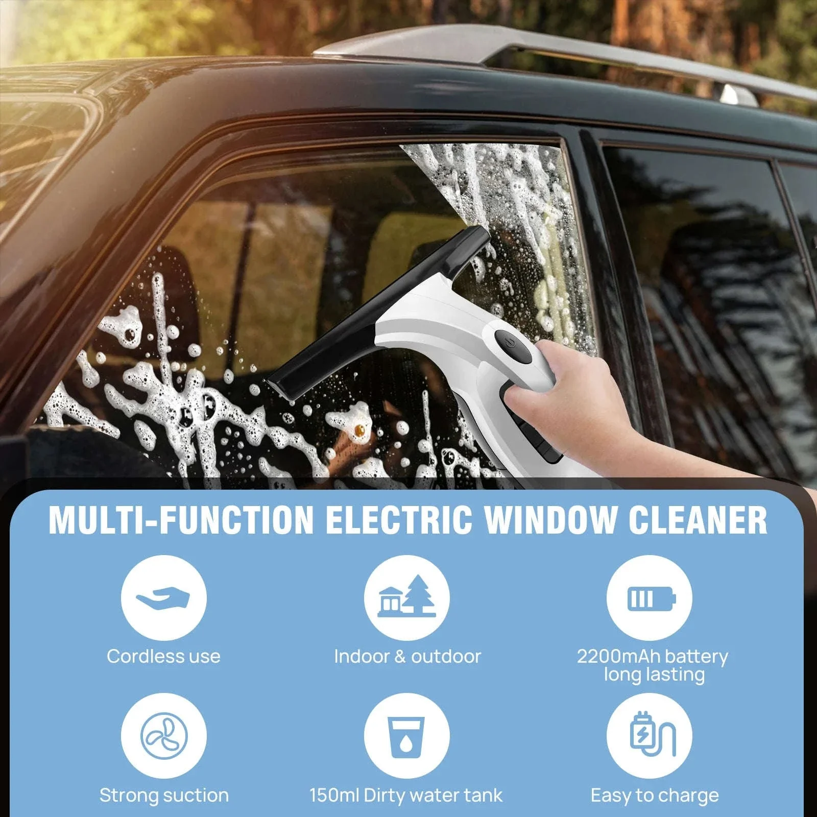 Cordless Window Vac Cleaner with Spray Bottle and Squeegee - Image 6