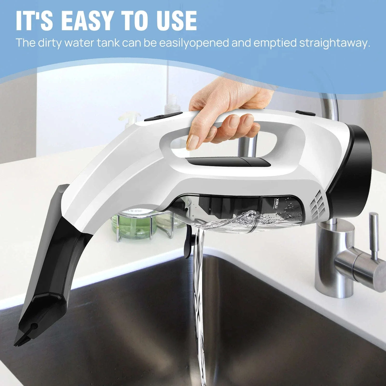 Cordless Window Vac Cleaner with Spray Bottle and Squeegee - Image 8