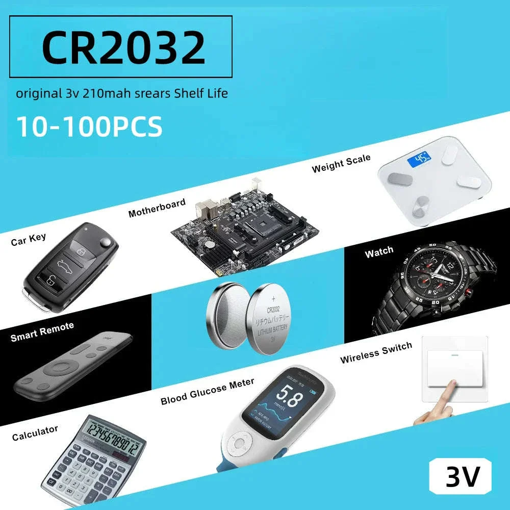 CR2032 3V Button Cell Battery Pack for Remotes, Watches & Electronics - Image 2