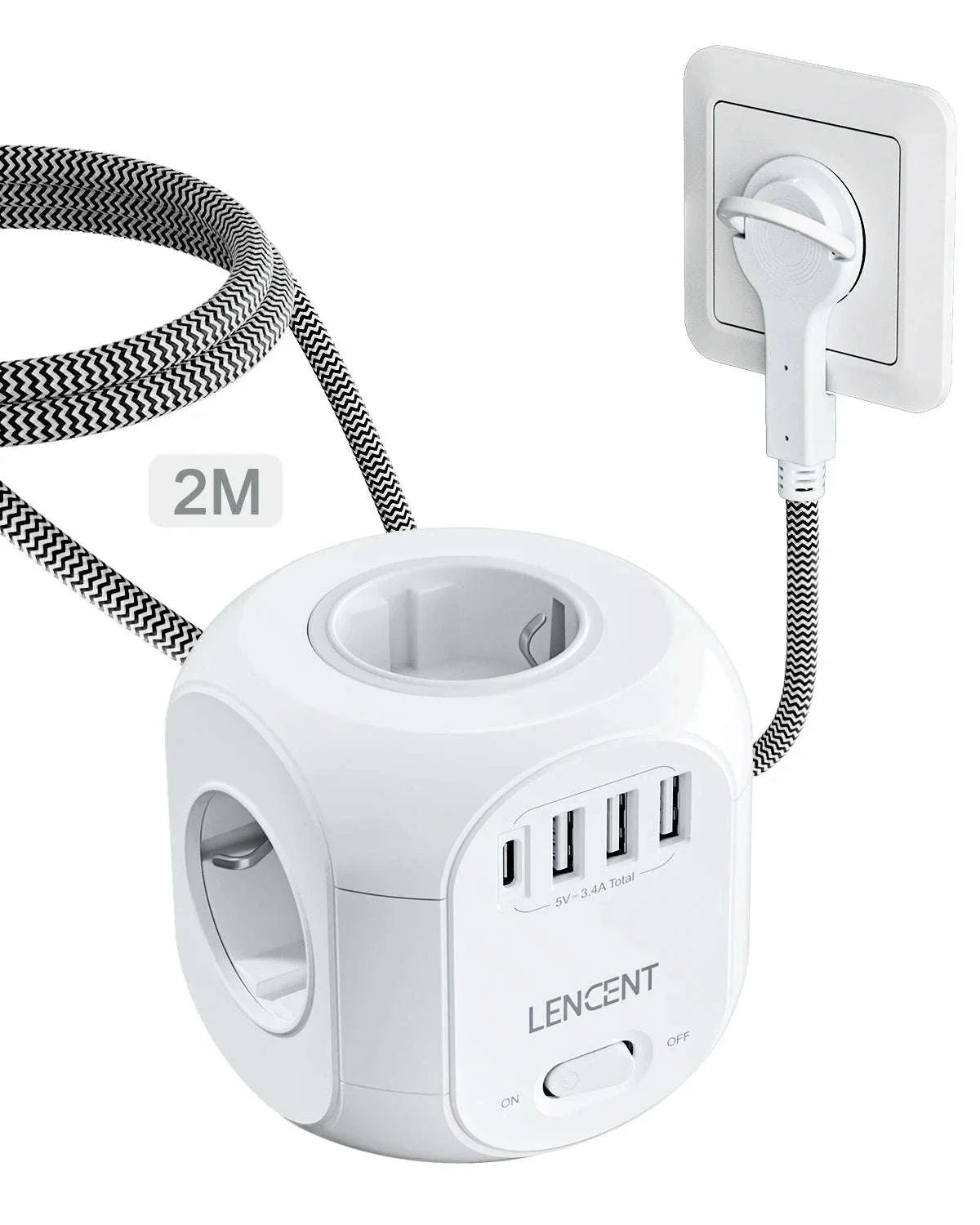 Cube Power Strip with 4 Outlets, 3 USB-A and 1 USB-C - Image 16