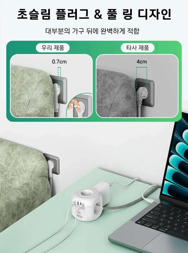 Cube Power Strip with 4 Outlets, 3 USB-A and 1 USB-C - Image 20