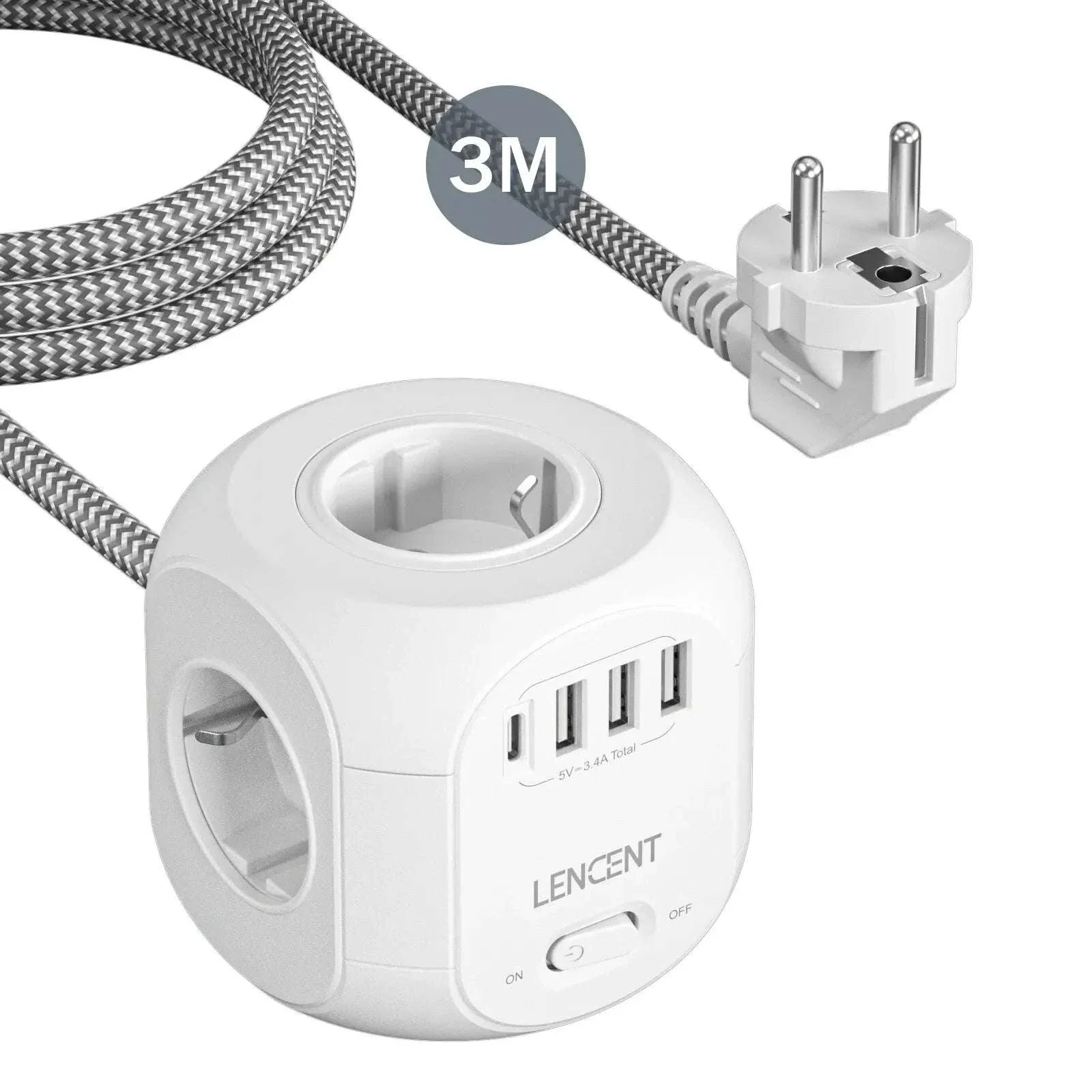 Cube Power Strip with 4 Outlets, 3 USB-A and 1 USB-C - Image 26