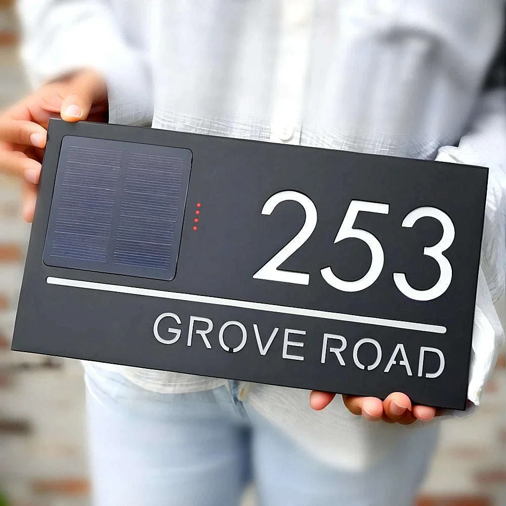 Personalized Solar LED House Number Sign for Clear Night Visibility - Image 2