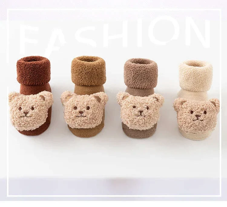 Cute Cartoon Bear Baby Socks with Anti-Slip Soles - Image 11