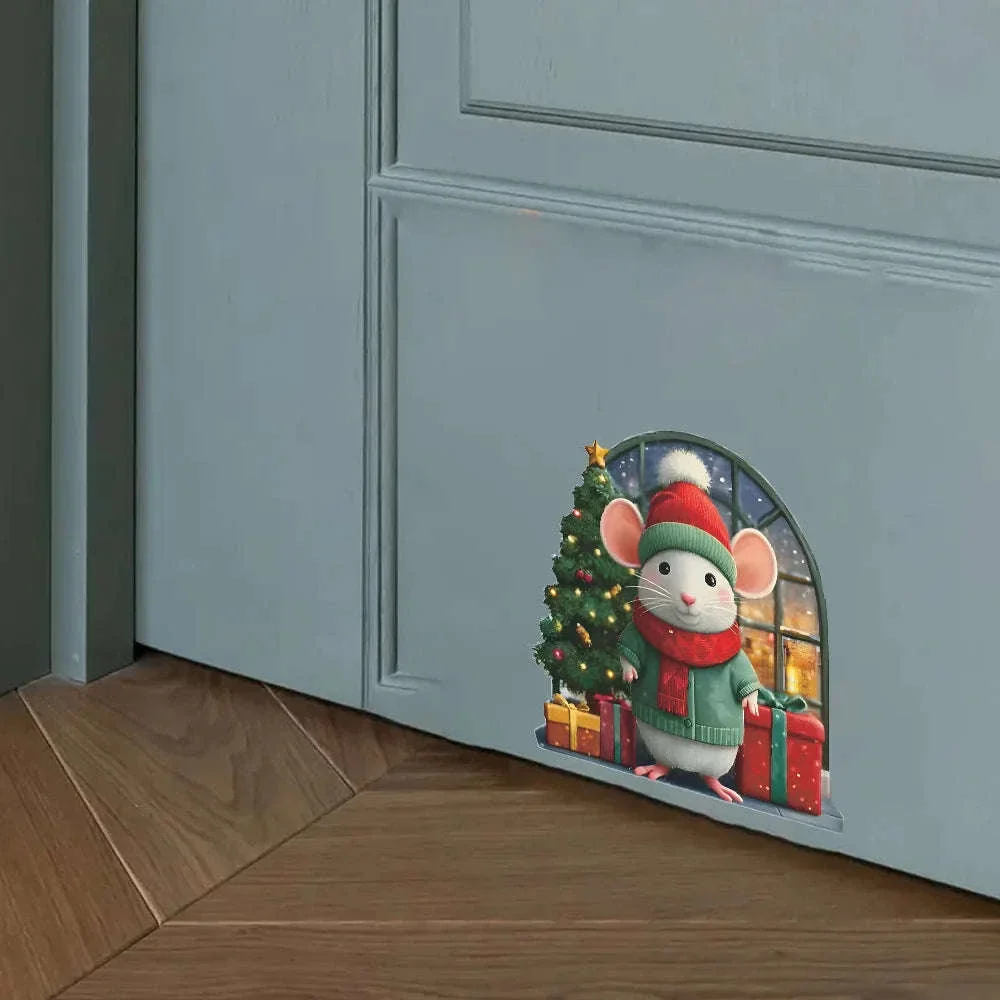 Cute Christmas Mouse Wall Stickers for Festive Holiday Decor - Image 10