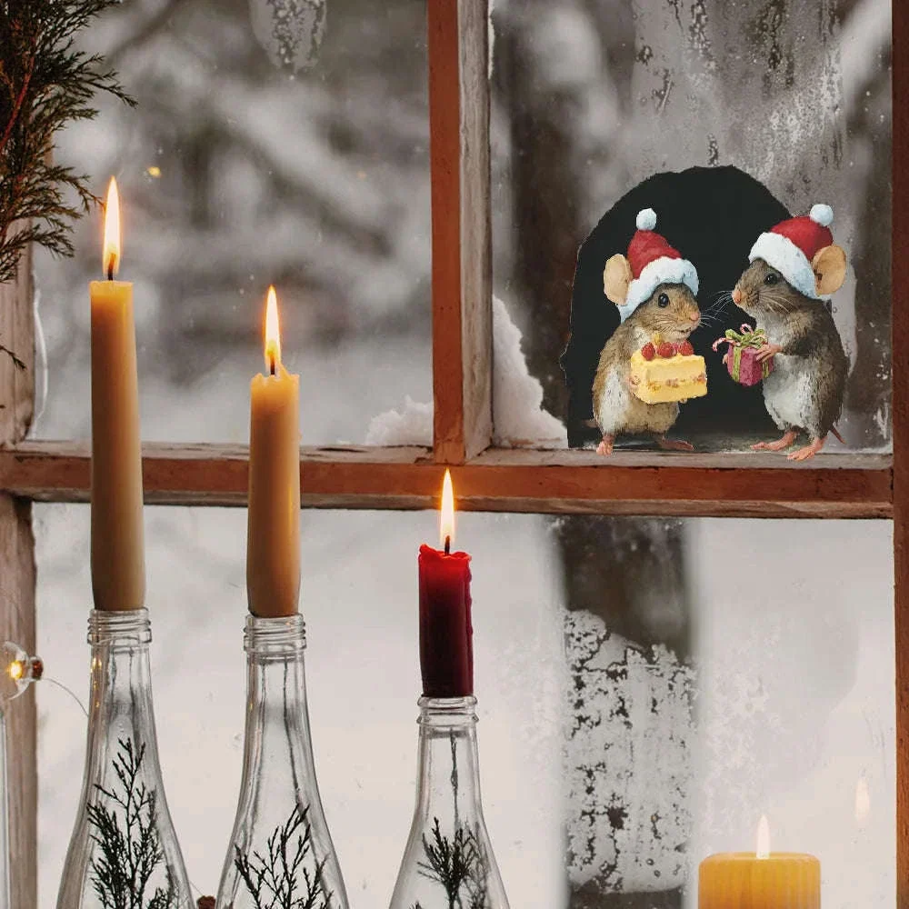 Cute Christmas Mouse Wall Stickers for Festive Holiday Decor - Image 12
