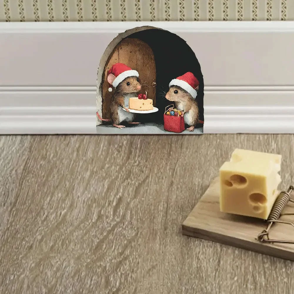 Cute Christmas Mouse Wall Stickers for Festive Holiday Decor - Image 13
