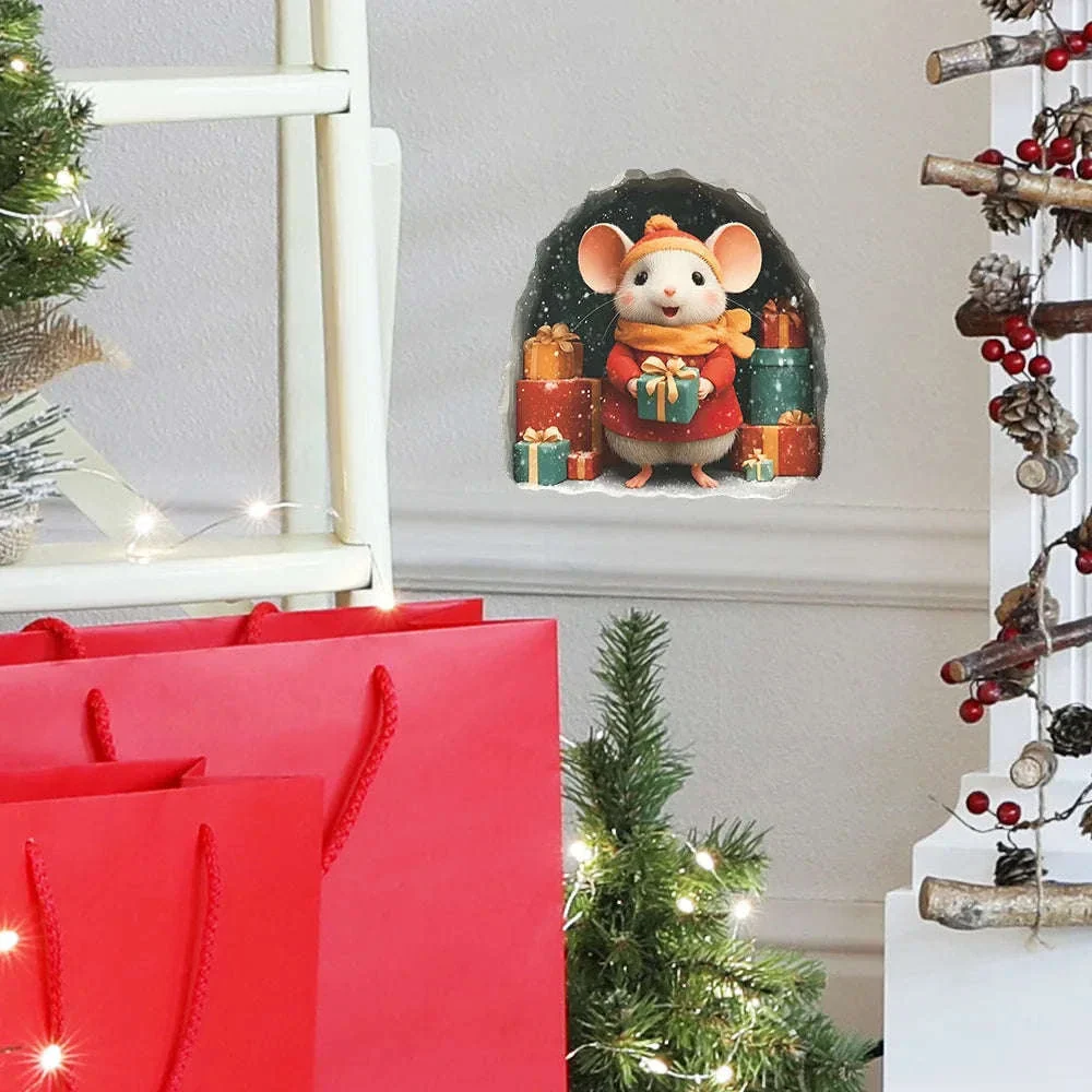 Cute Christmas Mouse Wall Stickers for Festive Holiday Decor - Image 14